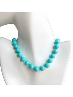 Turquoise Agate Bead Necklace 13mm 19 Inches